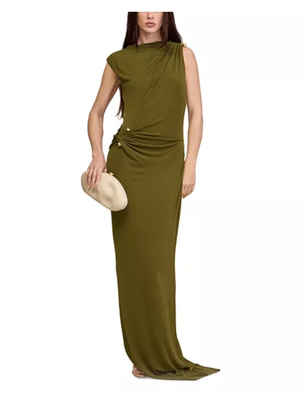 Izola Gown - Cult Gaia Olive Green Draped Sleeveless Maxi Dress